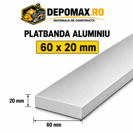 Platbanda aluminiu 60 x 20 mm, 6 metri (EN-AW 6060)